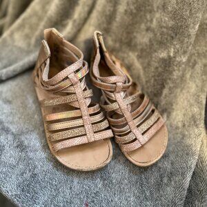 Olive and Edie Gold Toned Gladiator Sandals, size 12